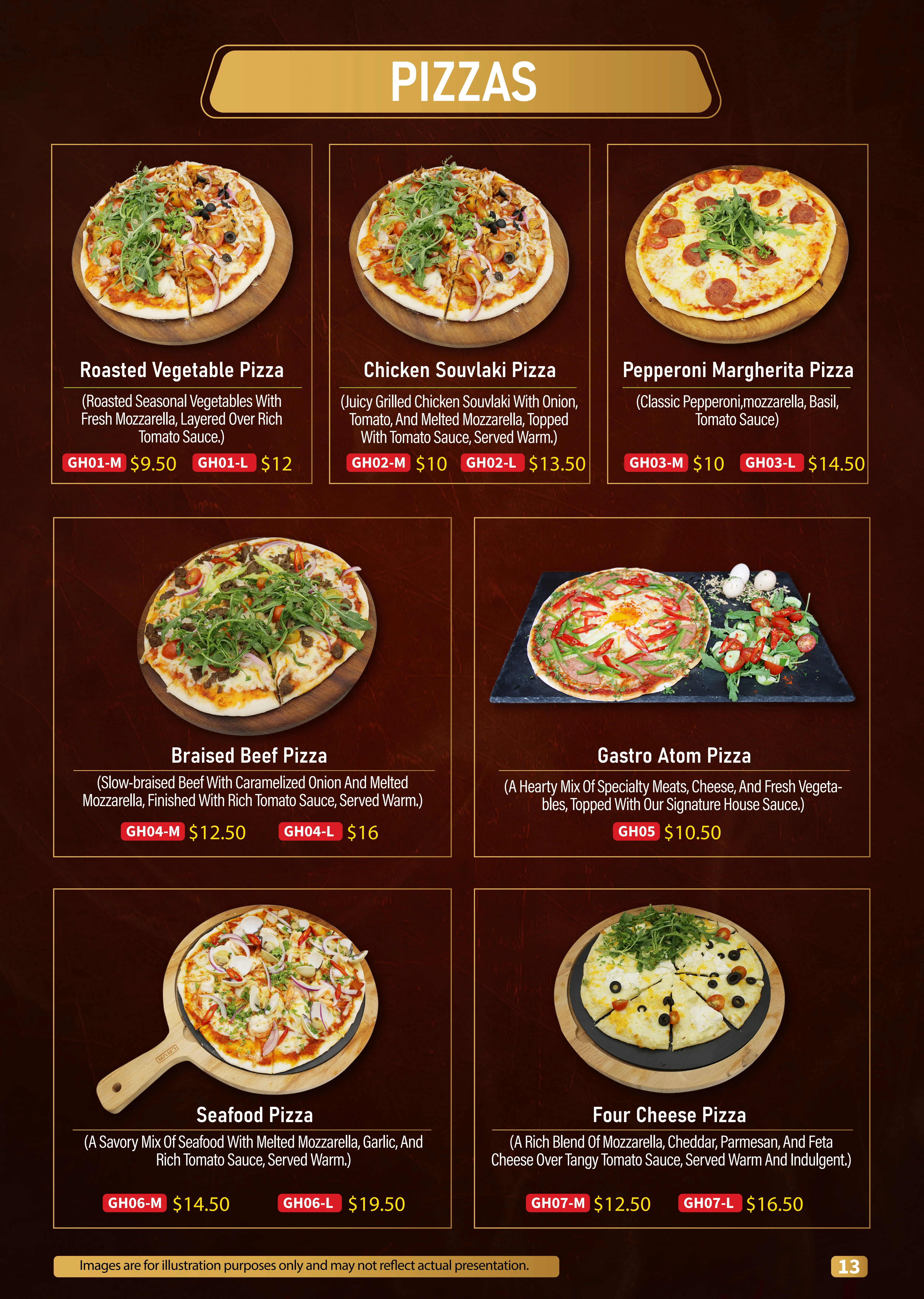 Pizza Selection Menu 1